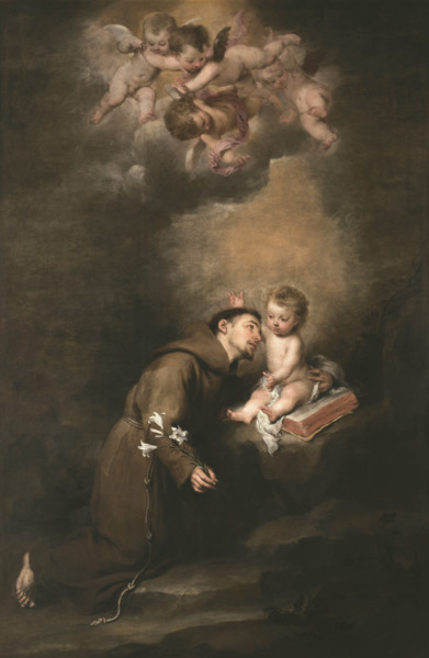 Saint Anthony of Padua with the Infant Jesus, 1668-1669. Creator: Murillo, Bartolomé Estebàn (1617-1682).