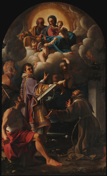 The Holy Family with Saints Lawrence, Francis of Assisi,  Peregrine of Auxerre..., 1608-1610. Creator: Schedone (Schidone), Bartolomeo (1570-1615).