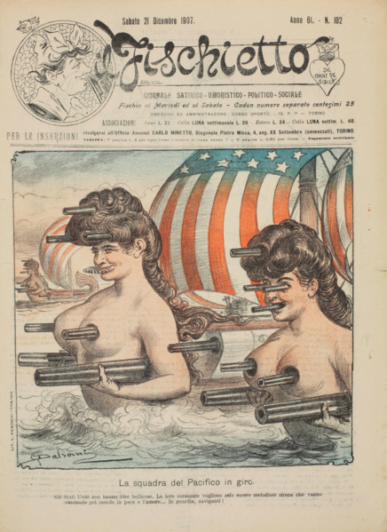 American imperialism. Cover of "Il Fischietto", 21 December 1907, 1907. Creator: Dalsani (Giorgio Ansaldi) (1844-1922).