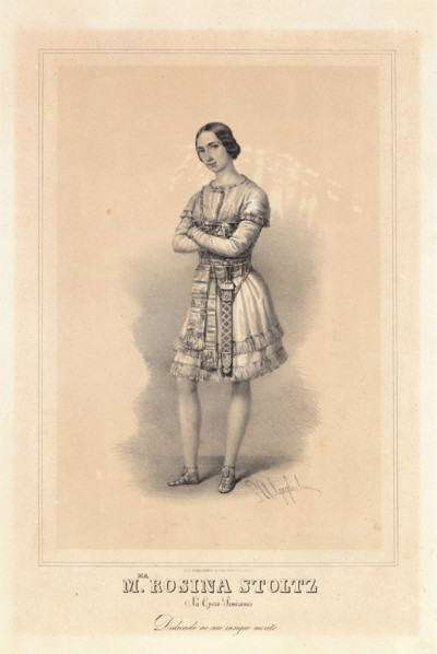 Rosine Stoltz in the Opera "Semiramide" by Gioachino Rossini, 1852. Creator: Guglielmi, Pedro Augusto (1811-1854).