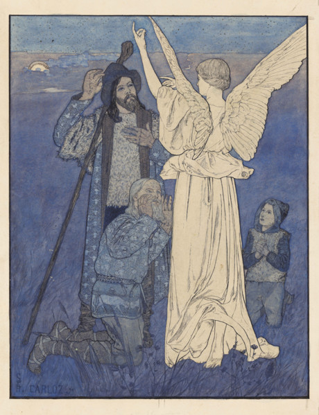 Nativity. Midnight Song (Study for the "Infancy Gospel of Our Lord Jesus Christ"), 1890. Creator: Schwabe, Carlos (1866-1926).