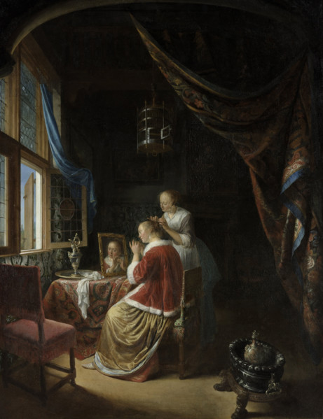 Woman at her Toilet, 1667. Creator: Dou, Gerard (Gerrit) (1613-1675).