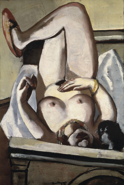 Female Nude with a Dog, 1927. Creator: Beckmann, Max (1884-1950).