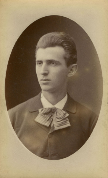 Portrait of Nikola Tesla, 1882-1884. Creator: Photo studio Henri Dupont, Paris  .