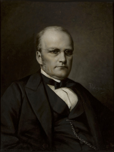 Portrait of the composer Stanislaw Moniuszko (1819-1872), c1865. Creator: Maleszewski, Tytus (1827-1898).