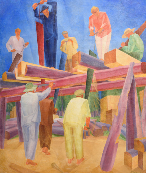 Sawyers, 1929. Creator: Bogomazov, Alexander Konstantinovich (1880-1930).