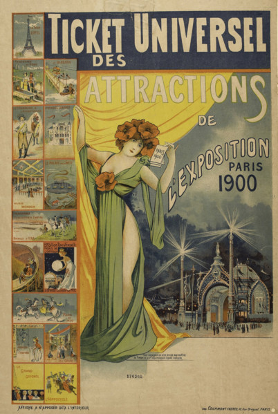 The universal admission ticket for attractions at the 1900 Universal Exhibition in Paris, 1900. Creator: Chapellier, Philippe (active End of 18th - Early 20th cen.).