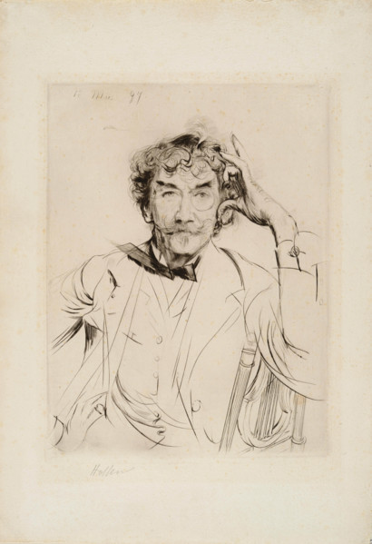 Portrait of the painter James Abbott McNeill Whistler (1834-1903), 1897. Creator: Helleu, Paul César (1859-1927).