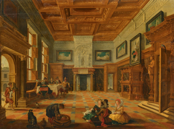 Interior with an elegant gathering, First Half of 17th century. Creator: Bassen, Bartholomeus Corneliszoon van (1590-1652).
