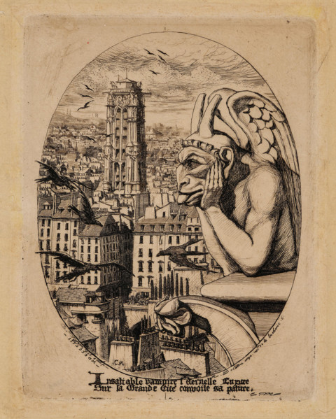 Le Stryge (The Vampire), 1853. Creator: Meryon, Charles (1821-1868).