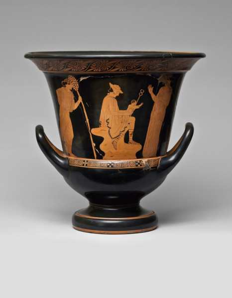 Red-figure krater with Hermes, Dionysus and Nymphs, 460-450 BC. Creator: Master of Villa Julia (active 460 BC-450 BC).