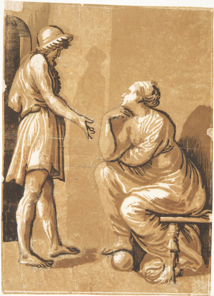 Raphael with his mistress, c1525. Creator: Ugo da Carpi (1480-1532).