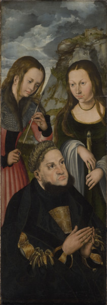 The Elector Frederick III the Wise of Saxony (1463-1525) with the Saints Ursula and..., c1510-1512. Creator: Cranach, Lucas, the Elder (1472-1553).