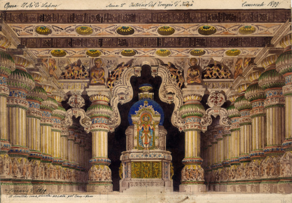 The temple of Indra, Lahore. Stage design for the opera Le roi de Lahore..., 1899. Creator: Ferrario, Carlo (1833-1907).
