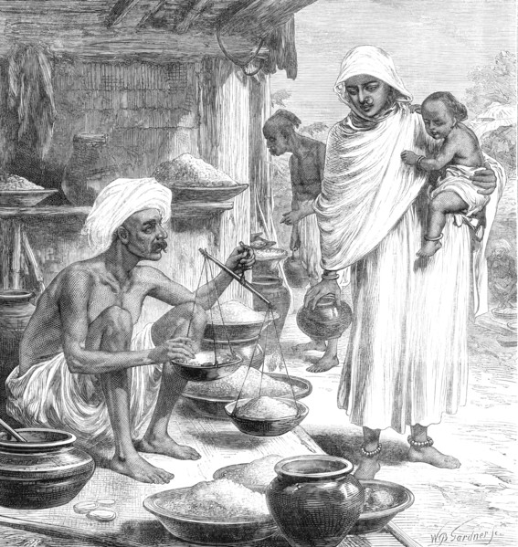 The Impending Famine in Bengal: a Bengalee beniah or grain-seller, 1874. Creator: William Biscombe Gardner.
