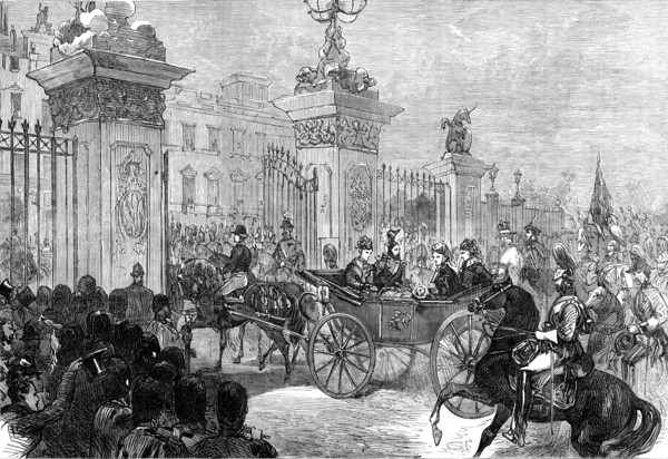 The Royal Entry into London: the procession at Buckingham Palace, 1874. Creator: Unknown.