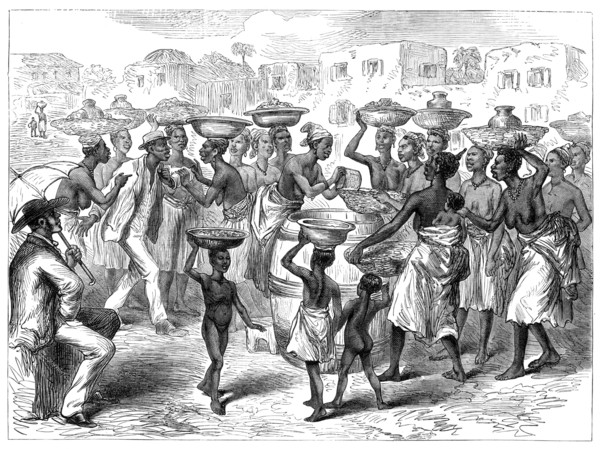 The Ashantee War: selling Indian corn in the streets of Cape Coast Castle, 1874. Creator: Unknown.