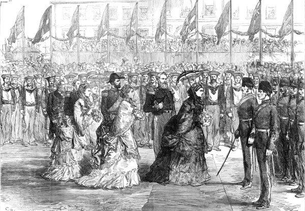 The Queen at Portsmouth inspecting the Naval Brigade of the Ashantee War, 1874. Creator: Unknown.