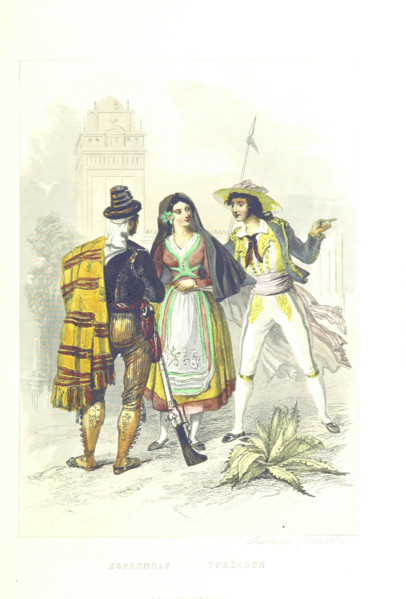 Spaniards - Toreador, 1858.  Creators: Rouargue Brothers, Émile Rouargue, Adolphe Rouargue.