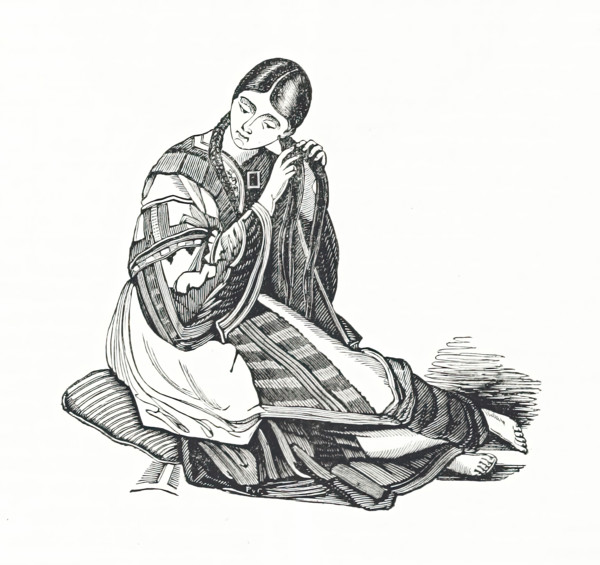 Woman plaiting her hair, 1839.  Creator: Unknown.