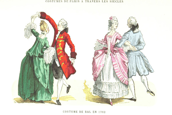 Costumes of Paris through the centuries - Ball Costume in 1762, (1879).  Creator: Unknown.