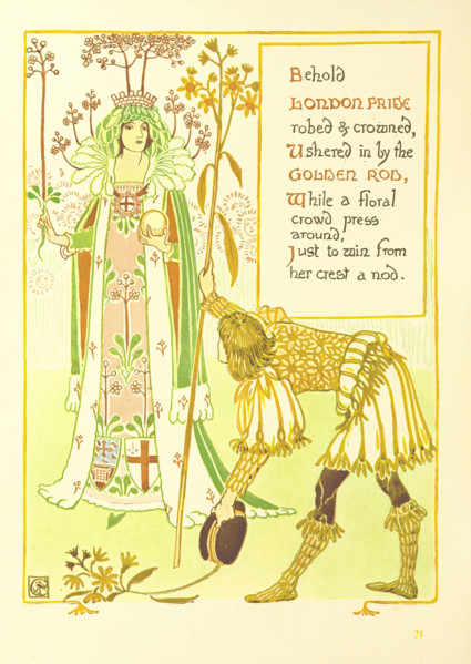 Behold London Pride robed & crowned, Ushered in by the Golden Rod...,  1899. Creator: Walter Crane.