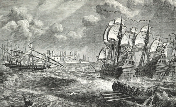 The English fleet before Cádiz, 1596, (1896).  Creator: Unknown.