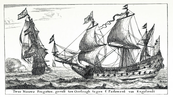 Two New Frigates Launched for War Against the Parliament of England, c1652-1654, (1896).  Creator: Unknown.