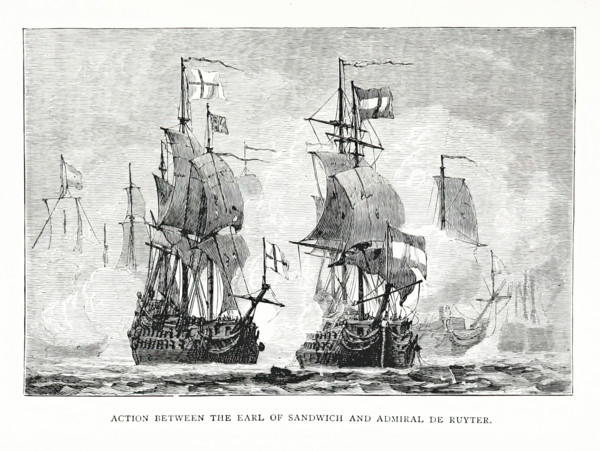 Action between the Earl of Sandwich and Admiral de Ruyter, 1672, (1896).  Creator: Unknown.