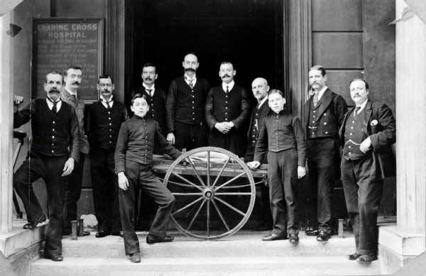 Charing Cross Hospital: portrait of the porters, 1906. Creator: Unknown.