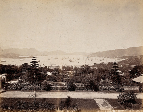 Hong Kong: Public Gardens and harbour viewed from the Albany, c1873. Creator: William Pryor Floyd.