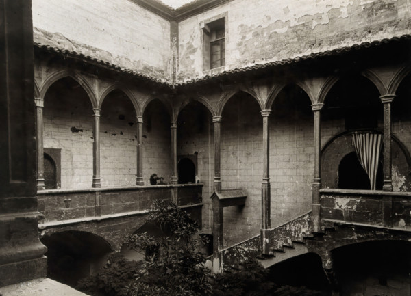 Hospital de la Santa María, Lérida: view of the staircase to the courtyard, c1900. Creator: Unknown.