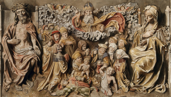 The people of Lyons receiving deliverance from the plague, 1904. Creators: Aleardo Terzi, Workshop of Master of the Biberach Holy Kinship.