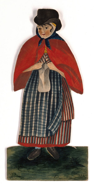 A country woman wearing hat and red cloak, 19th century. Creator: Stephen Jenner.