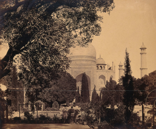 The Taj Mahal, Agra, India; gardens in the foreground, c1858. Creator: Felice Beato.
