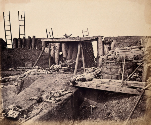 Taku, China: the North Fort: Chinese corpses following the capture of the fort by the Eng..., 1860. Creator: Felice Beato.