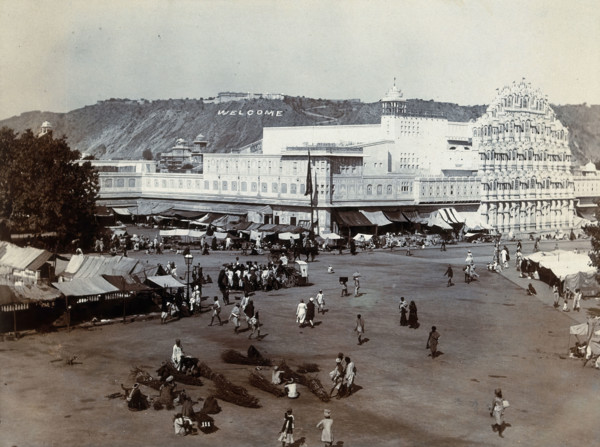 Jaipur: Palace of the winds, with the market place around, 19th century. Creator: Unknown.