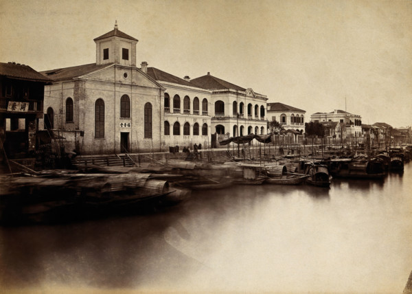 Canton, China: a missionary church and missionaries' houses, 18--. Creator: Unknown.