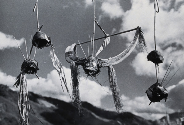 Kalyo Kengyu, northern India: human heads hung up as trophies in a Naga village, c1930s. Creator: Unknown.