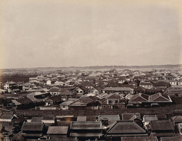 Yokohama, Japan: panoramic view of Yokohama town, looking towards the harbour, c1873. Creator: William Pryor Floyd.