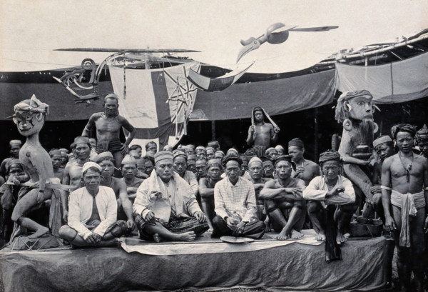 Sarawak: a peace-making ceremony between two Kayan tribes, c1900. Creator: Unknown.