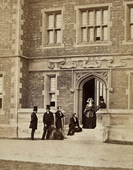 Group of six people with a sheepdog, c1860s. Creator: Unknown.