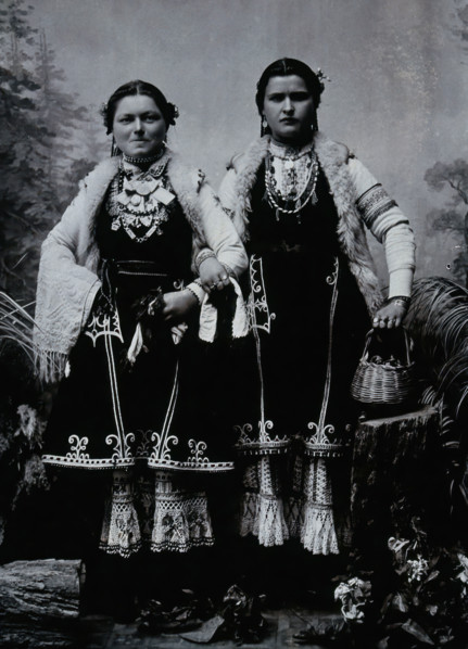 Two Bulgarian women arm-in-arm wearing national dress, c1900. Creator: Unknown.