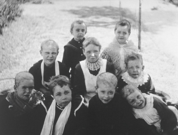 Gloucester smallpox epidemic, 1896: nine convalescent children, 1896. Creator: HCF of Gloucester.
