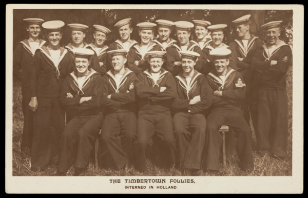 British prisoners of war posing for "The Timbertown Follies", at a prisoner of war...[1910-1919?]. Creator: Unknown.