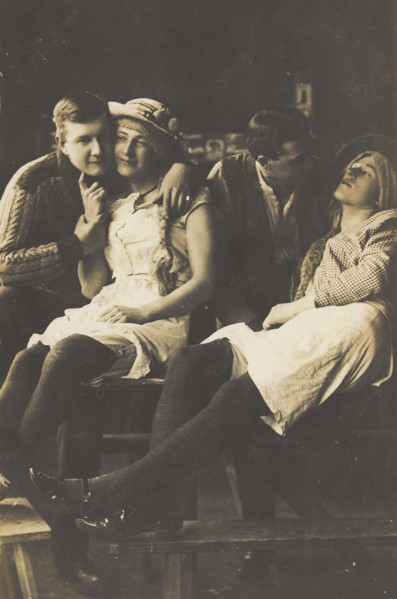 Four British prisoners of war at a prisoner of war camp in Cottbus...(between 1915 and 1918?). Creator: Unknown.