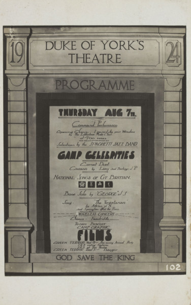 A variety programme for the Duke of York's theatre, 1924. Creator: Unknown.