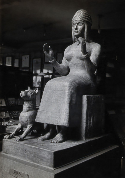A sculpture of Gula, Mesopotamian deity of healing: side view, c1910s. Creator: Unknown.
