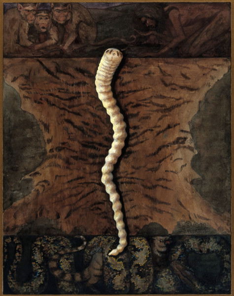 Parasites: a parasitical worm, shown much enlarged, with its hosts, c1930. Creator: J Svoboda.