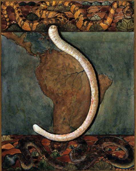 Parasites: a parasitical worm, shown much enlarged, with its hosts, c1930. Creator: J Svoboda.